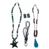 4pc Costume Jewelry Lot Necklaces & Earrings