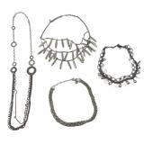 Four Silver-Tone Fashion Necklaces