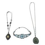 Faux Turquoise & Rhinestone Costume Jewelry Lot