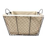 Rustic Wire Storage Basket with Fabric Liner