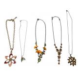 5 Enamel & Rhinestone Costume Necklaces