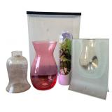 Assorted Glass Vases and Plastic Containers