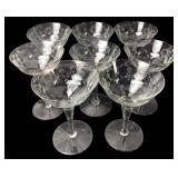 Set of 8 Etched Floral Glass Coupes