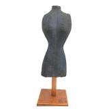 Miniature Fabric Dress Form on Wood Stand