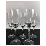 5 Twisted Stem Champagne Flutes Bride & Groom