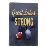 Great Lakes Strong Metal Football Sign 12x8