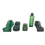 Avon Green Glass Car & Traffic Light Decanters