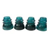Hemingray 42 Blue Glass Insulators Set of 4