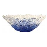 Textured Blue to Clear Art Glass Bowl