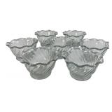 Set of 7 Clear Glass Swirl Dessert Bowls