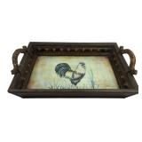 Decorative Wooden Rooster Serving Tray 20x12.5