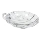 Val St Lambert Crystal Handled Swirl Dish