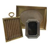 Three Small Brass & Silver-Tone Picture Frames