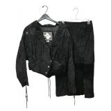 Body Exteriors Suede Fringe Jacket & Skirt Set