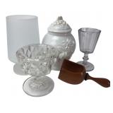 Assorted Glass, Ceramic & Wood Tableware Lot