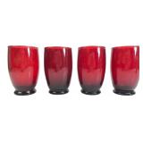 Set of 4 Footed Ruby Red Glass Tumblers