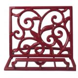 Red Cast Metal Scrollwork Cookbook Stand