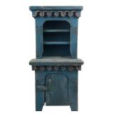 Folk Art Blue Painted Miniature Cupboard