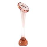 VTG Pink Art Glass Swung Vase Bubble Base 10"
