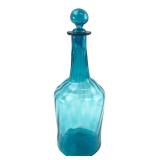 VTG Hand-Blown Blue Glass Decanter with Stopper