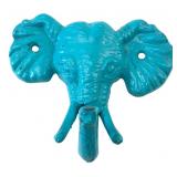 Blue Cast Iron Elephant Head Wall Hook