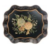 Hand-Painted Floral Metal Toleware Tray