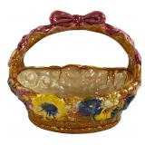 Antique Majolica Sunflower Basket