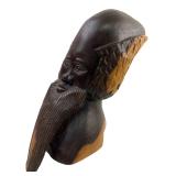 Carved Wood African Style Bust 11" H