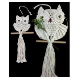 Pair of Boho Macrame Owl Wall Hangings