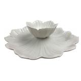 Whittier Potteries White Ceramic Chip & Dip Set