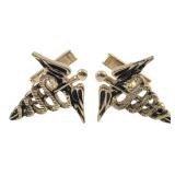 Gold-Tone Sterling Caduceus Cufflinks