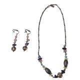1928 Silver-Tone Semi-Precious Stone Jewelry Set