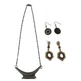 Costume Jewelry Lot Necklace & 2 Pairs Earrings