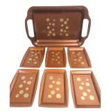 7-Piece Copper Tone Plastic Coin Motif Tray Set
