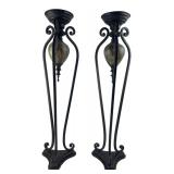 Pair of 25.5" Metal Scrollwork Candle Holders