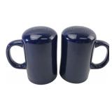 Dark Blue Ceramic Mug Salt & Pepper Shakers 5" H