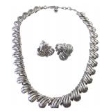 Trifari Silver-Tone Necklace & Earring Set