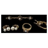 Gold-Tone Faux Pearl Jewelry Lot