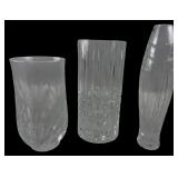 Three Assorted Clear Cut Glass Vases