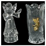 Clear Glass Angel Figurine & Appliquï¿½ Vase