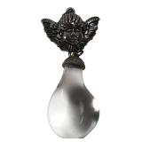 Silver-Tone Cherub Pendant with Clear Teardrop