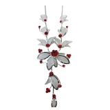 Silvertone Red Floral Necklace 18.5