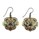 Goldtone Cloisonne Enamel Dangle Earrings