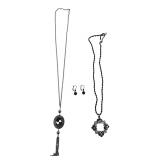 Silver-Tone & Black Costume Jewelry Lot