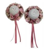 Pair of Decorative Floral Straw Hats