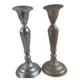 Pair of Silver Coated Brass Candle Holders India