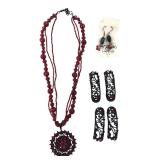 Luna Creations Red & Black Gothic Jewelry Set