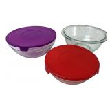 Set of 3 Heat-Resistant Glass Bowls & Lids
