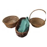 Assorted Woven Baskets & Quilted Liners