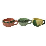 Set of 3 Ceramic Vegetable Motif Mugs
